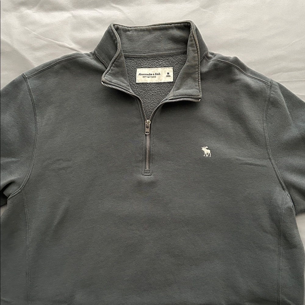 Abercrombie & Fitch Grey Green Quarter Zip Sweater Fleece Men’s Medium